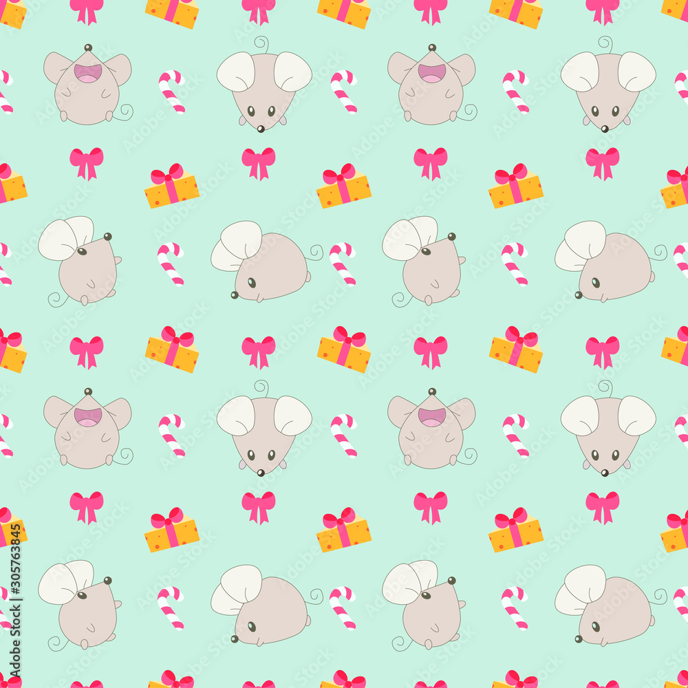 New Year pattern. Penguins with gifts. Vector illustration. New Year pattern. Penguins with gifts. Vector illustration.