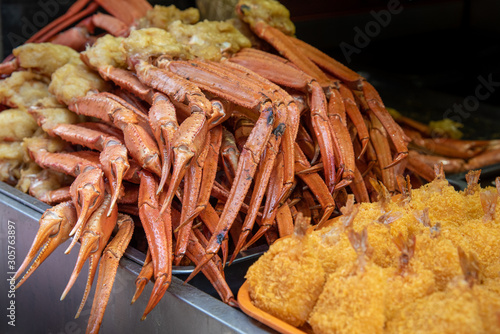 Delicious cooked healthy crabs  on an Asian food market