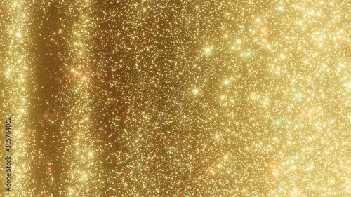 golden background loop, twinkling gold glitter backdrop, sparkly waves of glitter move from left to right with a still area on the right, 4k