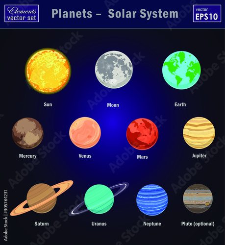 Vector illustration of Solar System with all planets.