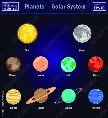 Vector illustration of Solar System with all planets.
