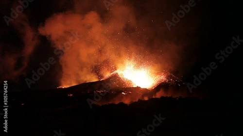 Lava Fountains Explosions Molten Fire Eruption Eyjafjallajokull Volcano Iceland
