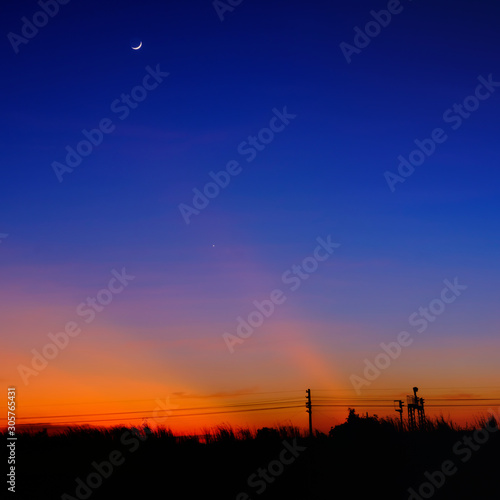 Twilight landscape, Sky sunset nature beautiful © Ammak
