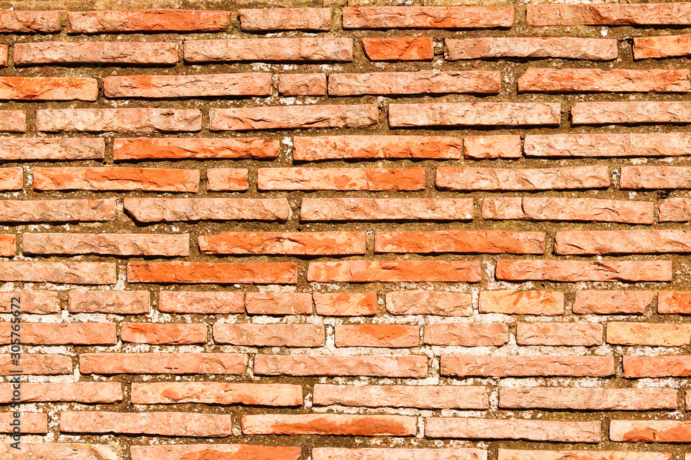 Obraz premium Old brick wall; Red brick wall background