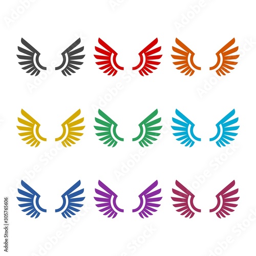 Wing logo company icon set isolated on white background