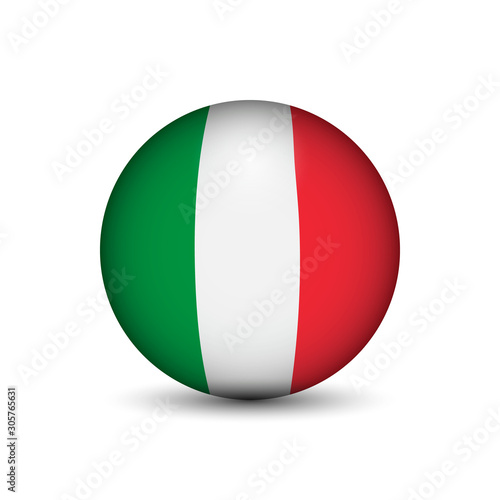 Flag of Italy in the form of a ball isolated on white background.