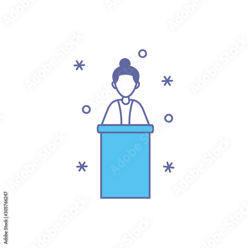 teacher woman in speech podium fill style icon