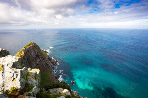 Cliffs and cristal clear ocean view at Cape of Good Hope, South Africa