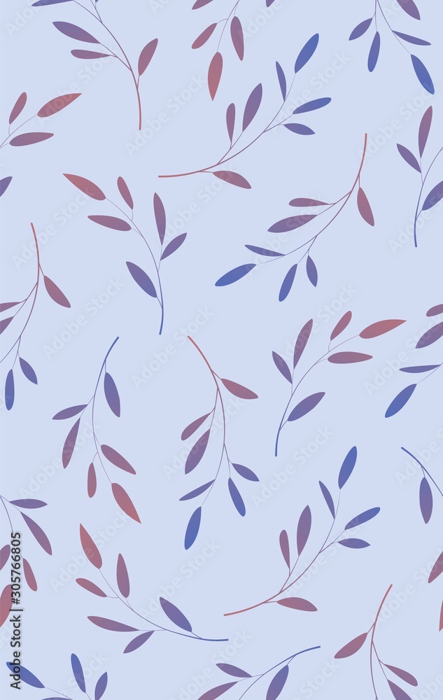 Seamless pattern of leaves on a branch