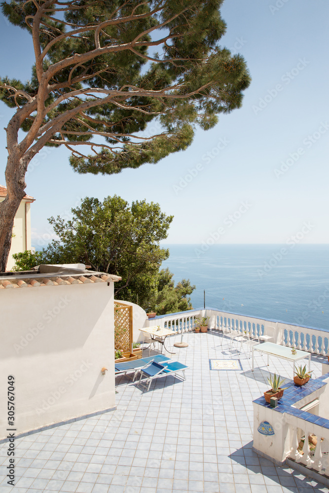 patio terrace view of the sea in italy