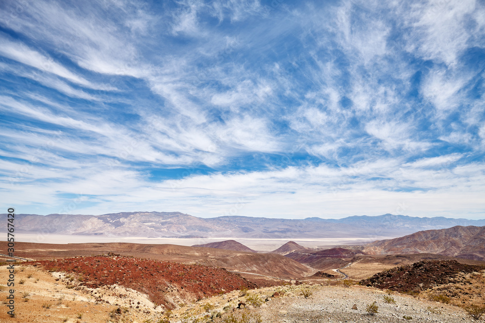 Scenic cloudscape over the Death Valley, US.