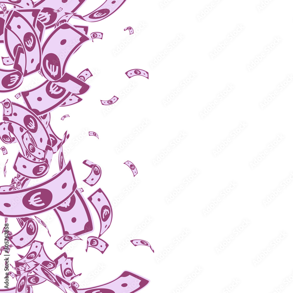 European Union Euro notes falling. Messy EUR bills European Union Euro notes falling. Messy EUR bills