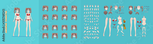 Anime manga girl cartoon characters for animation