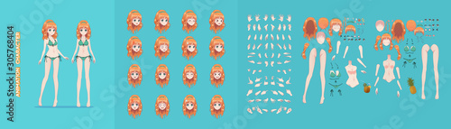 Anime manga girl cartoon characters for animation