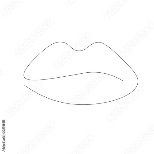 Lipstick kiss, continuous line drawing. Vector illustration