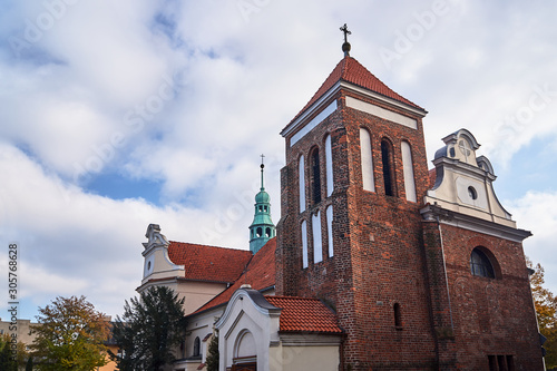 Gothic parish church with belfry in Gniezno.