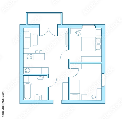 Apartment layout. Home interior design. Buying a property through a real estate agency.