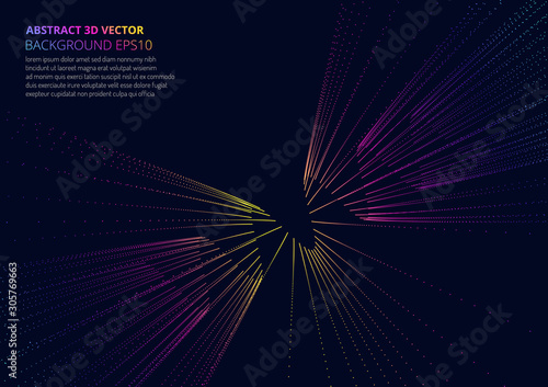 Abstract dark background with many particles. Optical illusion of movement.