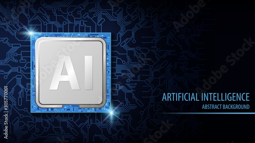 Artificial Intelligence (AI) abstract background, CPU chip electronic, vector illustration