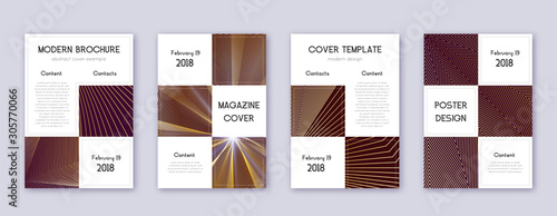Business brochure design template set. Gold abstra