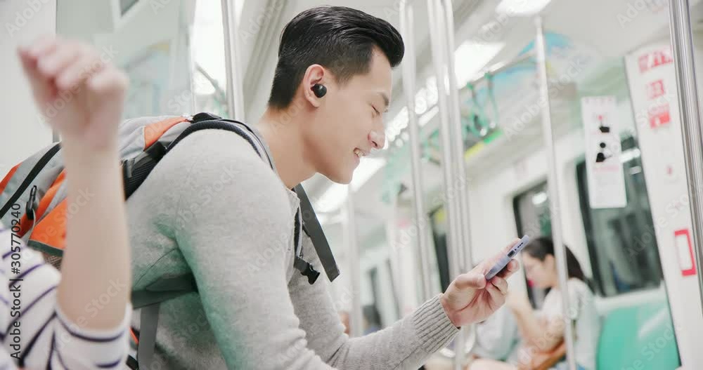 asian man wear wireless earbuds asian man wear wireless earbuds