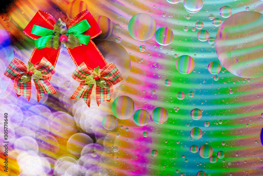 Christmas decorate with Oil drop on water with colorful to creation design