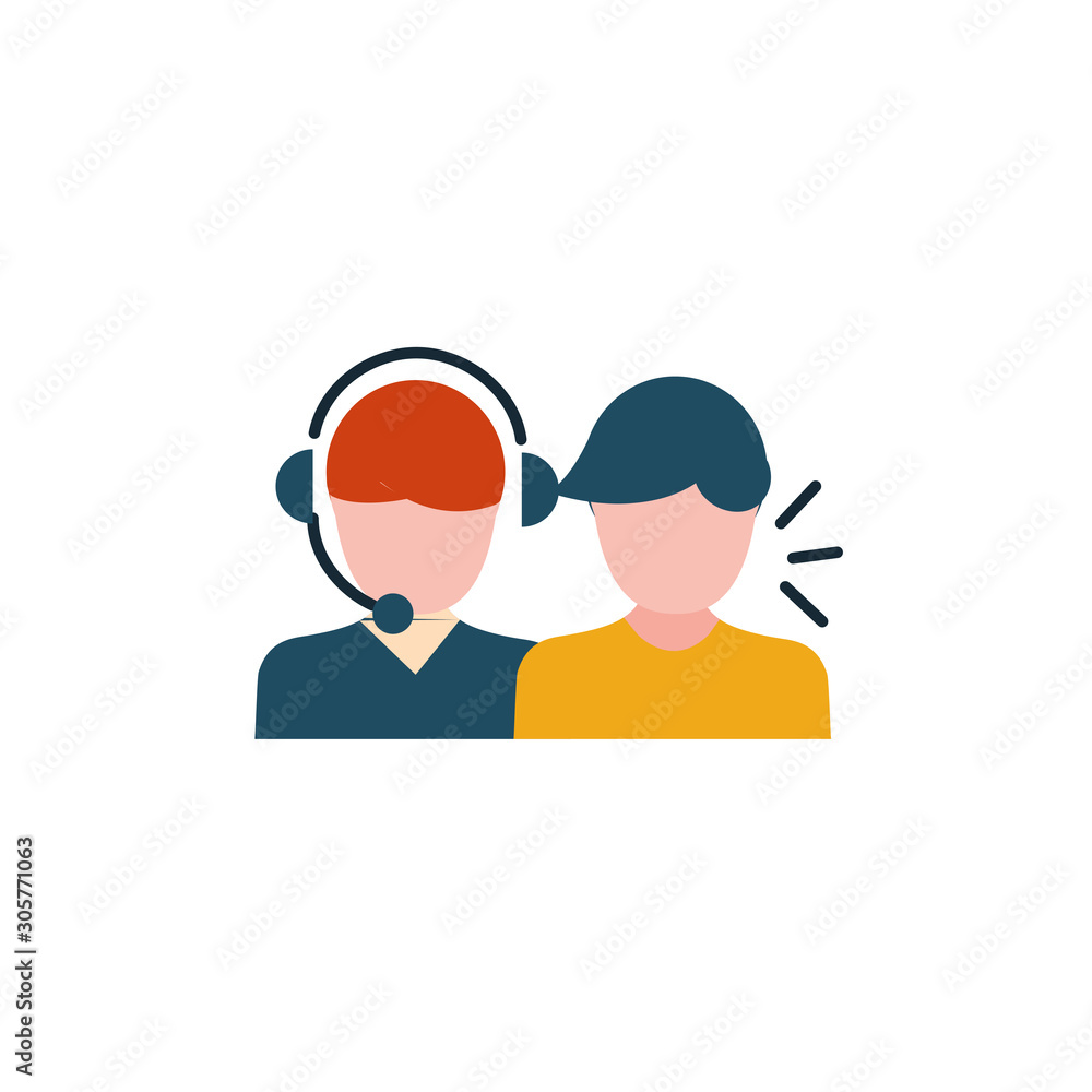 talking men call center agent flat style talking men call center agent flat style