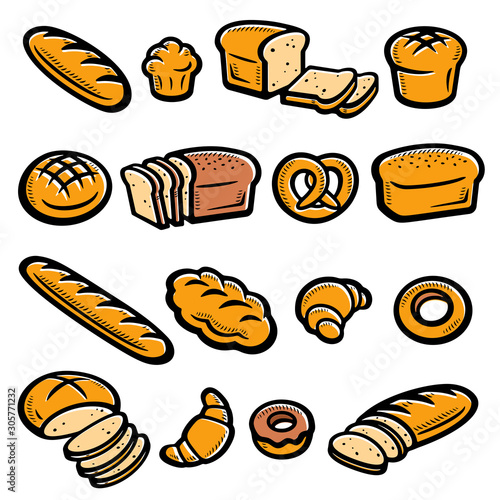 Bread set. Collection bread icons. Vector