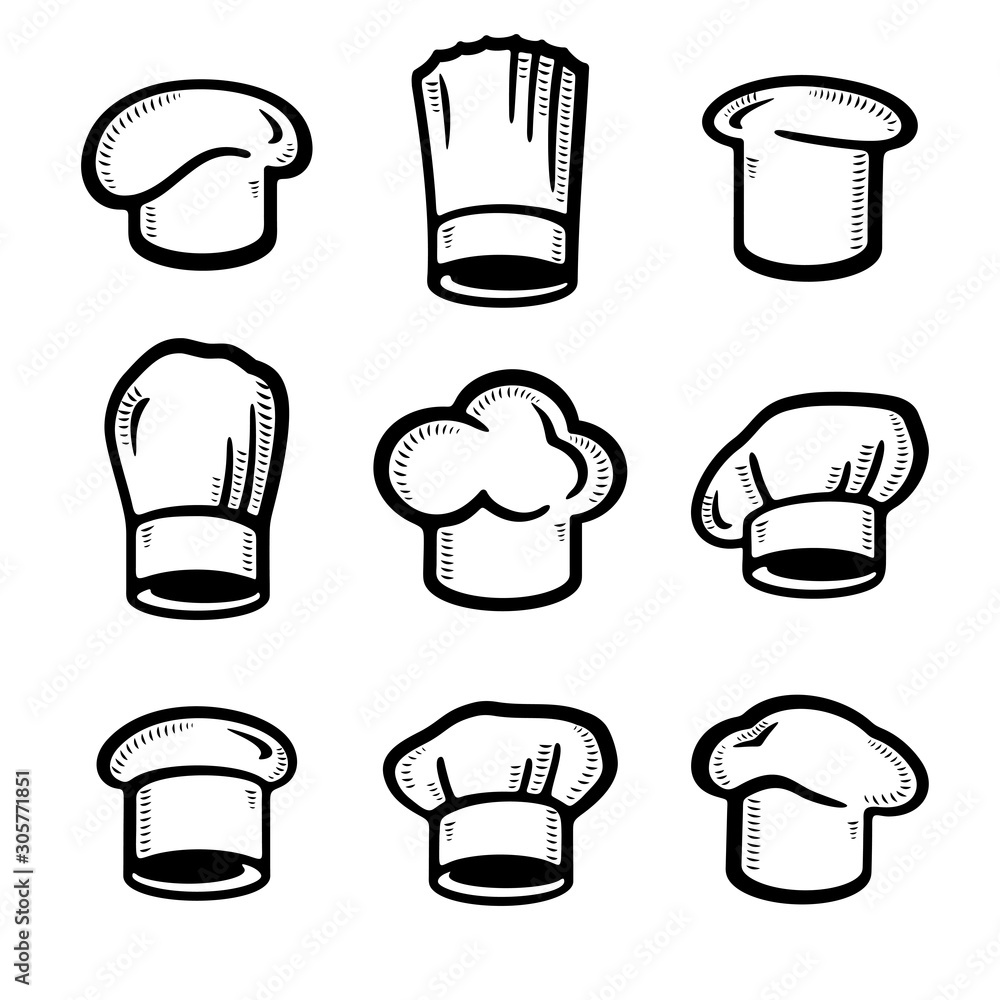 chef hats set. Collection icon chef hats. Vector Stock Vector | Adobe Stock