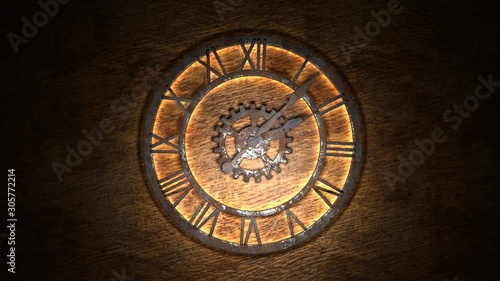 Time laps of an old watch. The hands of the clock spin quickly. Indicate the time 12:00.