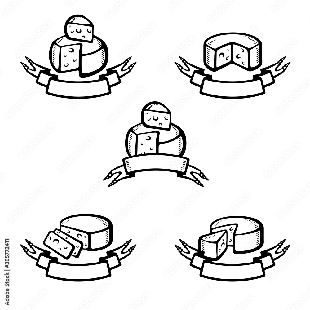 Cheese set. Collection icon cheese. Vector Cheese set. Collection icon cheese. Vector