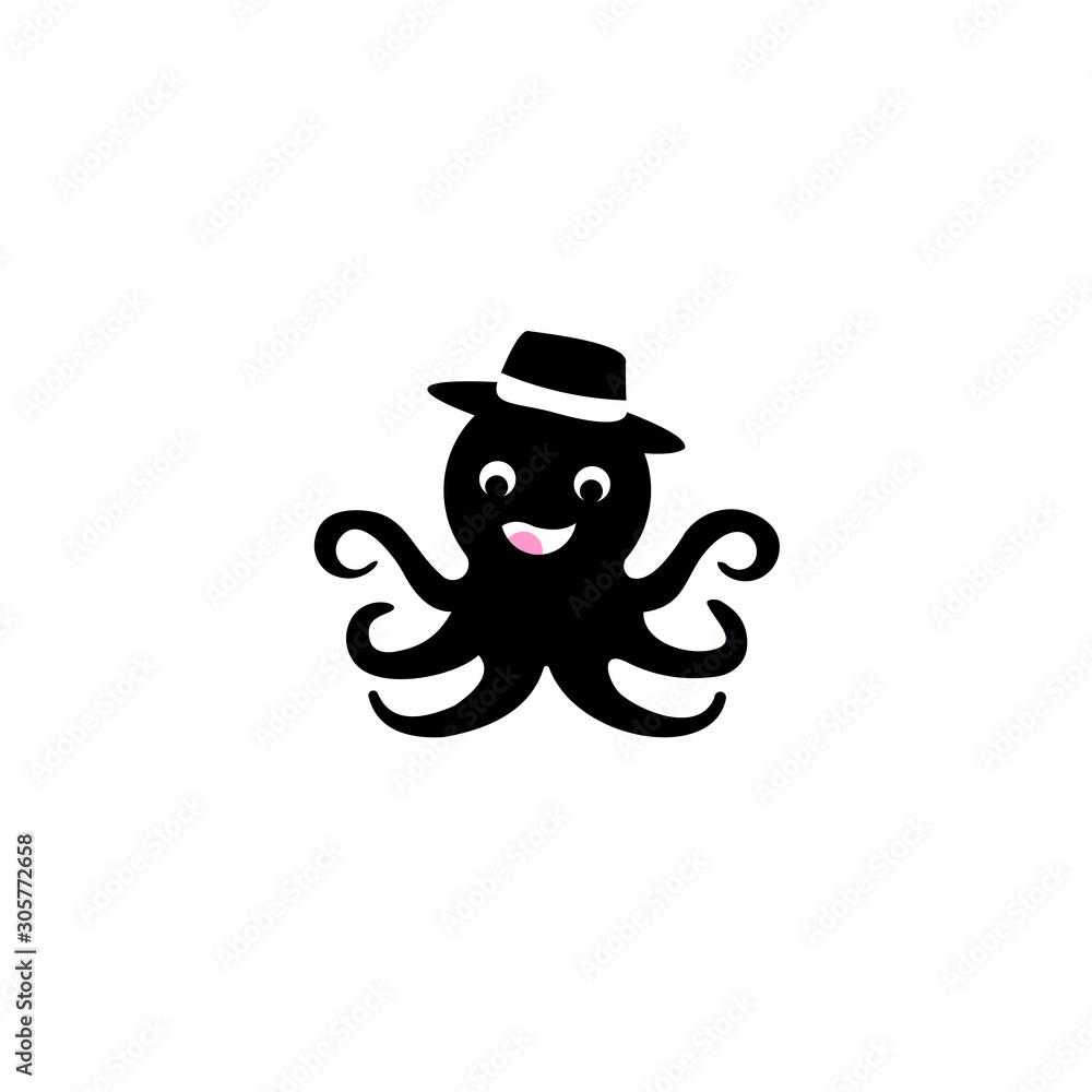 Vector of an octopus design on white background, Aquatic animals, Design element for logo, label, emblem, sign Vector image 
