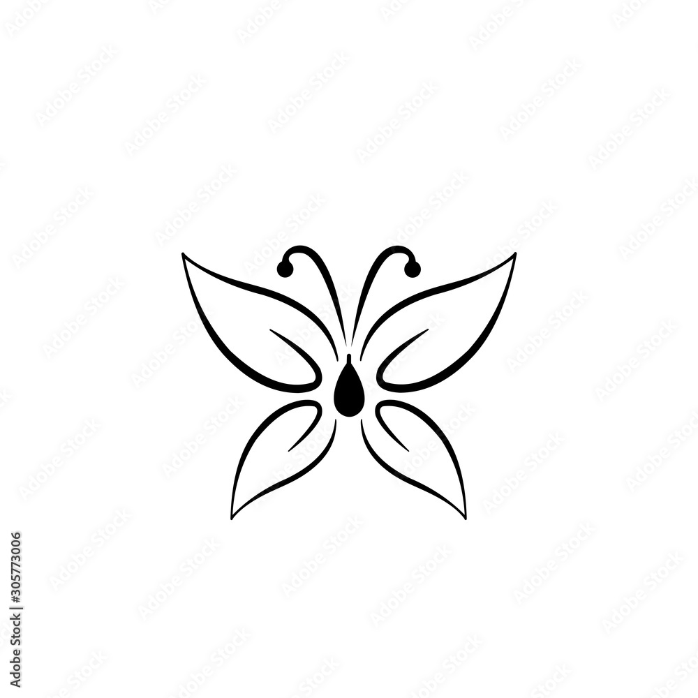 Graphic icon of butterfly, Butterfly tattoo isolated on white background, Graphic icon of butterfly, Butterfly tattoo isolated on white background,