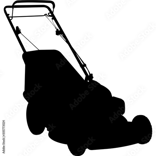 Isolated Gardening Tool Self Propelled Mower Silhouette Vector Illustration