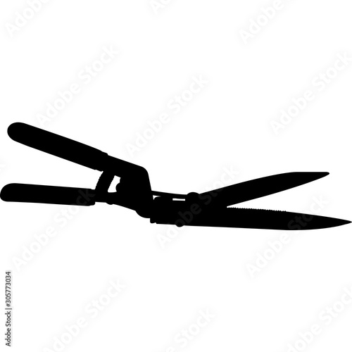 Isolated Gardening Tool Shears Silhouette Vector Illustration