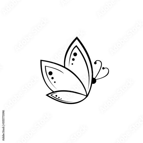 Graphic icon of butterfly, Butterfly tattoo isolated on white background,