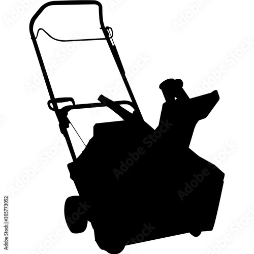 Isolated Gardening Tool Snow Blower Silhouette Vector Illustration