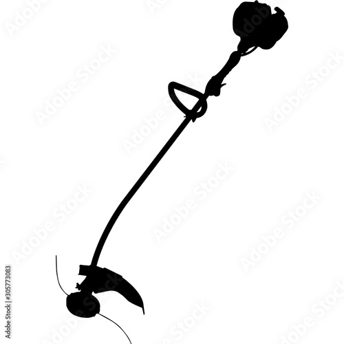Isolated Gardening Tool String Trimmer Silhouette Vector Illustration