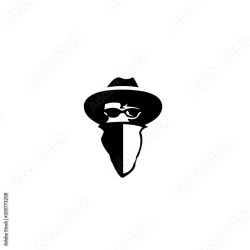 male vector logo with face mask, isolated white background