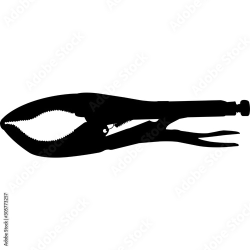 Isolated Ironworker Tool Large Jaw Locking Pliers Silhouette Vector Illustration
