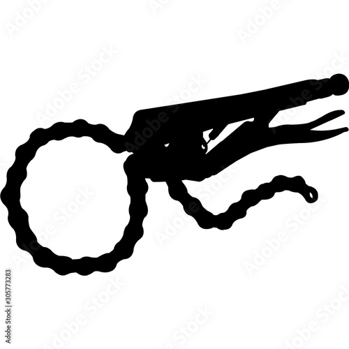 Isolated Ironworker Tool Locking Chain Clamp Silhouette Vector Illustration