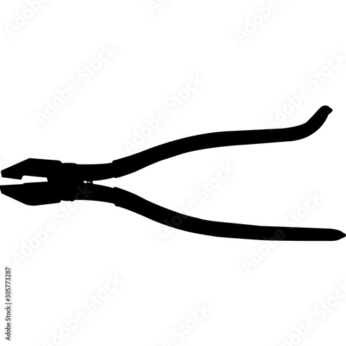 Isolated Ironworker Tool Pliers Silhouette Vector Illustration