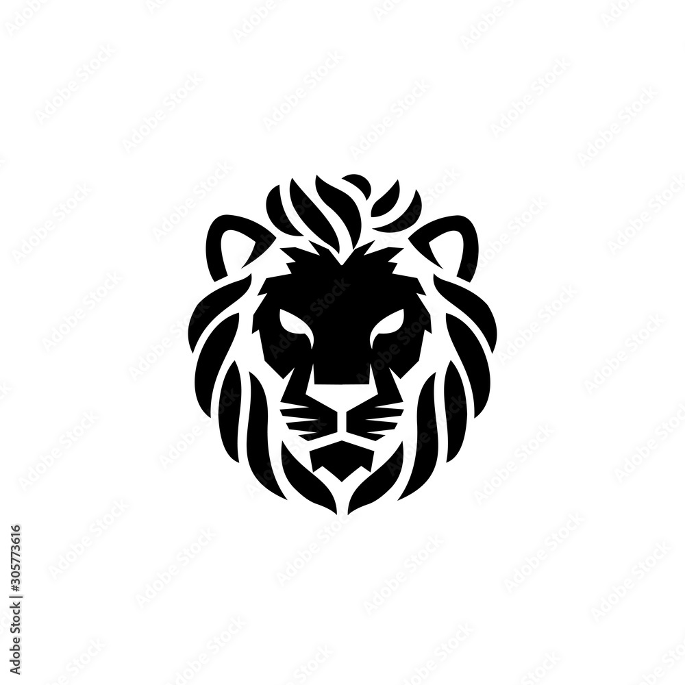 illustration of the logo of the head of a black and white lion, king of lions, a wild animal, with a white background illustration of the logo of the head of a black and white lion, king of lions, a wild animal, with a white background