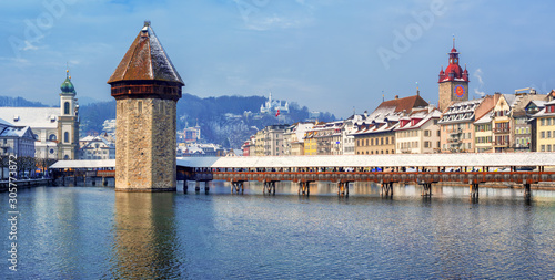 Panoramic view of Lucerne Old town, Switzerland, in winter