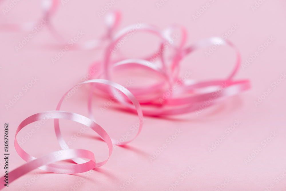 beautiful pink ribbon on bright background copy space beautiful pink ribbon on bright background copy space