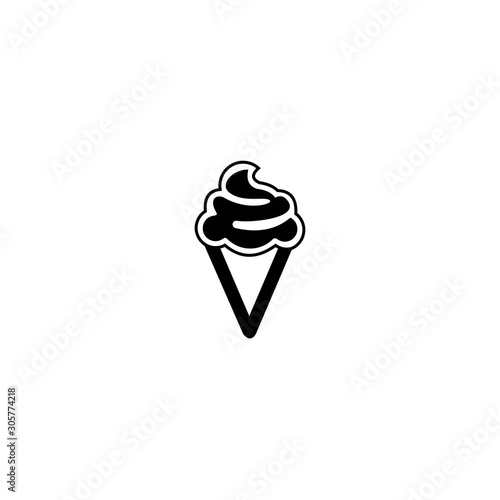 vector illustration with ice cream cone and vintage ribbon,Modern sweet vanilla desert sign, Trendy vector chocolate cram symbol for web site design, button to mobile app, Logo ice cream illustration,