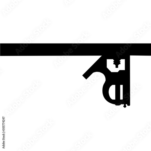 Isolated Woodworking Tool Combination Square Silhouette Vector Illustration