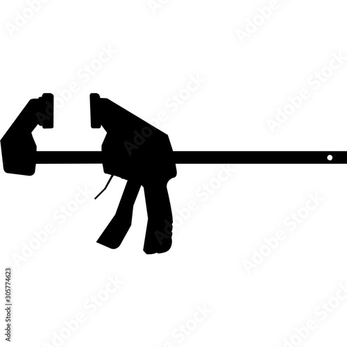 Isolated Woodworking Tool Quick Climp Silhouette Vector Illustration