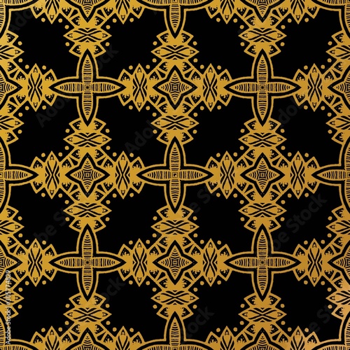 luxury gold batik pattern background , Batik Indonesian is a technique of wax-resist dyeing applied to whole cloth