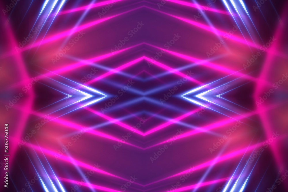 Dark abstract futuristic background. Neon lines glow. Neon lines, shapes. Multi-colored glow, blurry lights, bokeh. Empty stage background Dark abstract futuristic background. Neon lines glow. Neon lines, shapes. Multi-colored glow, blurry lights, bokeh. Empty stage background